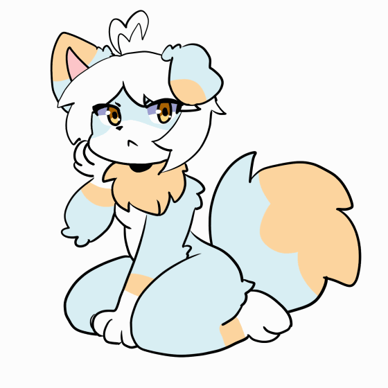 Rennormal's character sitting down in a cute position